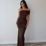 Women Summer Chic Low Back Slit Bodycon Long Dress