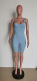 Women Summer Ribbed High Waist Sleeveless Jumpsuit