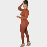 Autumn Winter Women Crop Top & Ruched Pants Two-Piece Set