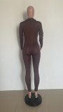 Women Sexy V-Neck Solid Color Jumpsuit