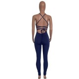 Women Fashion Lace-Up Hollow Out Jumpsuit