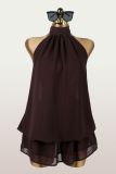 Women Holiday Slim Waist Halter Neck Low Back Dress