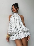 Women Holiday Slim Waist Halter Neck Low Back Dress