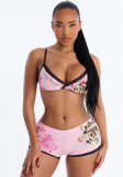 Women Summer Sexy Multi-Color Printed Lace-Up Two Pieces Swimwear