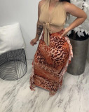 Women Leopard Print Tassel Long Skirt