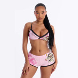 Women Summer Sexy Multi-Color Printed Lace-Up Two Pieces Swimwear