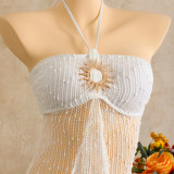 Women Holiday Sequin Strap Dress & Trunks Bikini Set