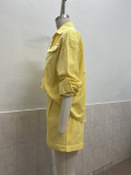 Women Spring Summer Linen Button Shirt & Shorts Casual Set