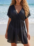 Women Holiday Mesh See-Through Slit Beach Dress
