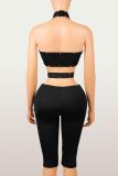 Women Hollow Out Halter Neck Jumpsuit