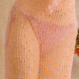 Women Holiday Sequin Strap Dress & Trunks Bikini Set