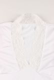 Women Lace Patchwork V-Neck Short Sleeve Top