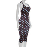 Women Spring Summer Halter Neck Lace-Up Low Back Jumpsuit