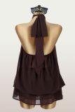 Women Holiday Slim Waist Halter Neck Low Back Dress