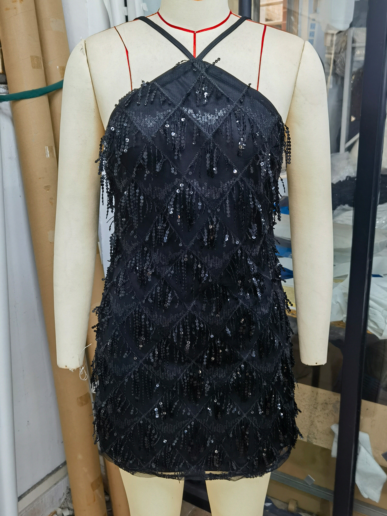 Low Back Sequin Mini Dress for Nightclub Parties