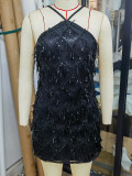 Women Sexy Low Back Sequin Mini Dress