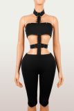 Women Hollow Out Halter Neck Jumpsuit