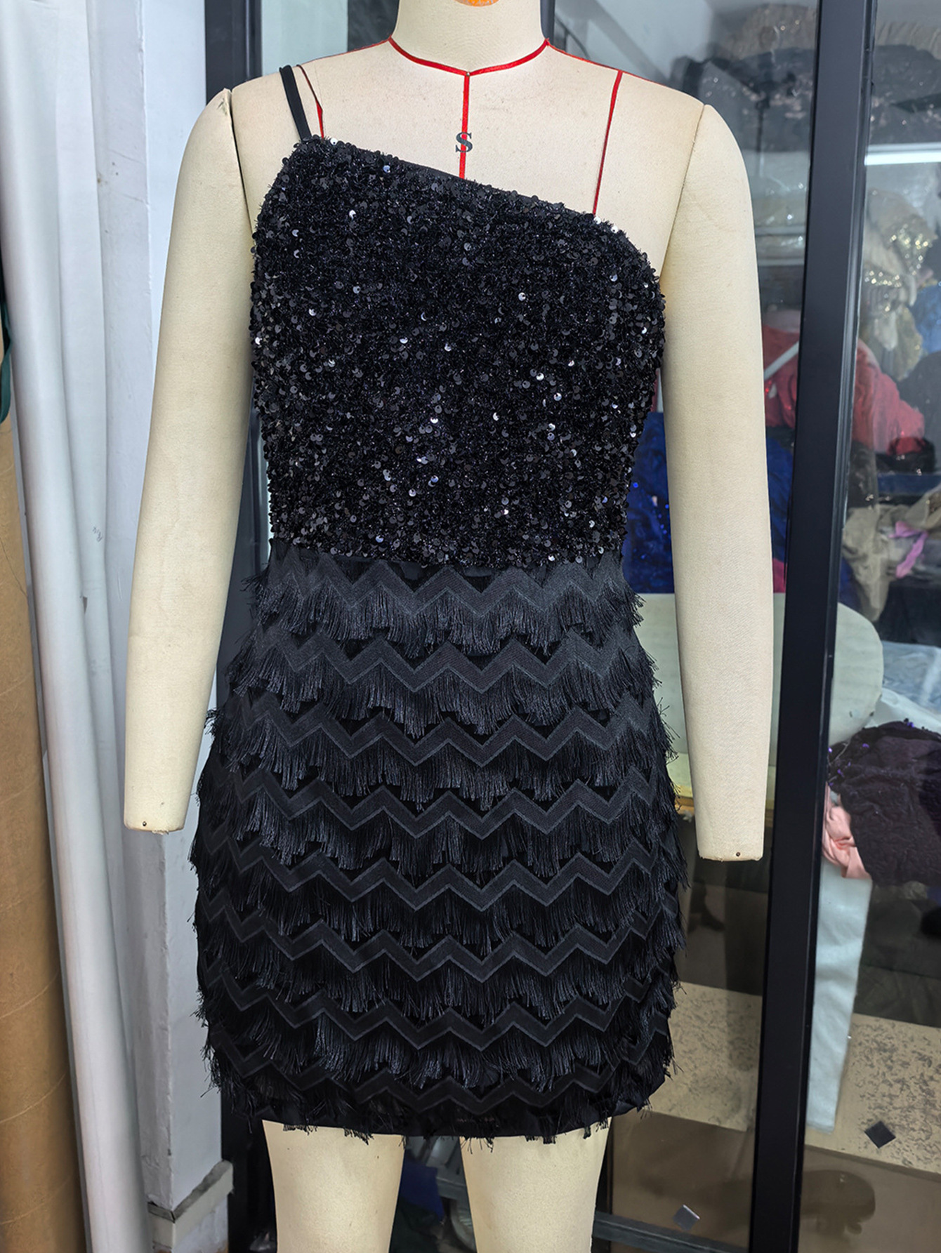 One-Shoulder Sequin Party Dress for Evening Events