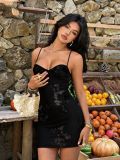 Women Summer Sexy Lace-Up Low Back Long Dress