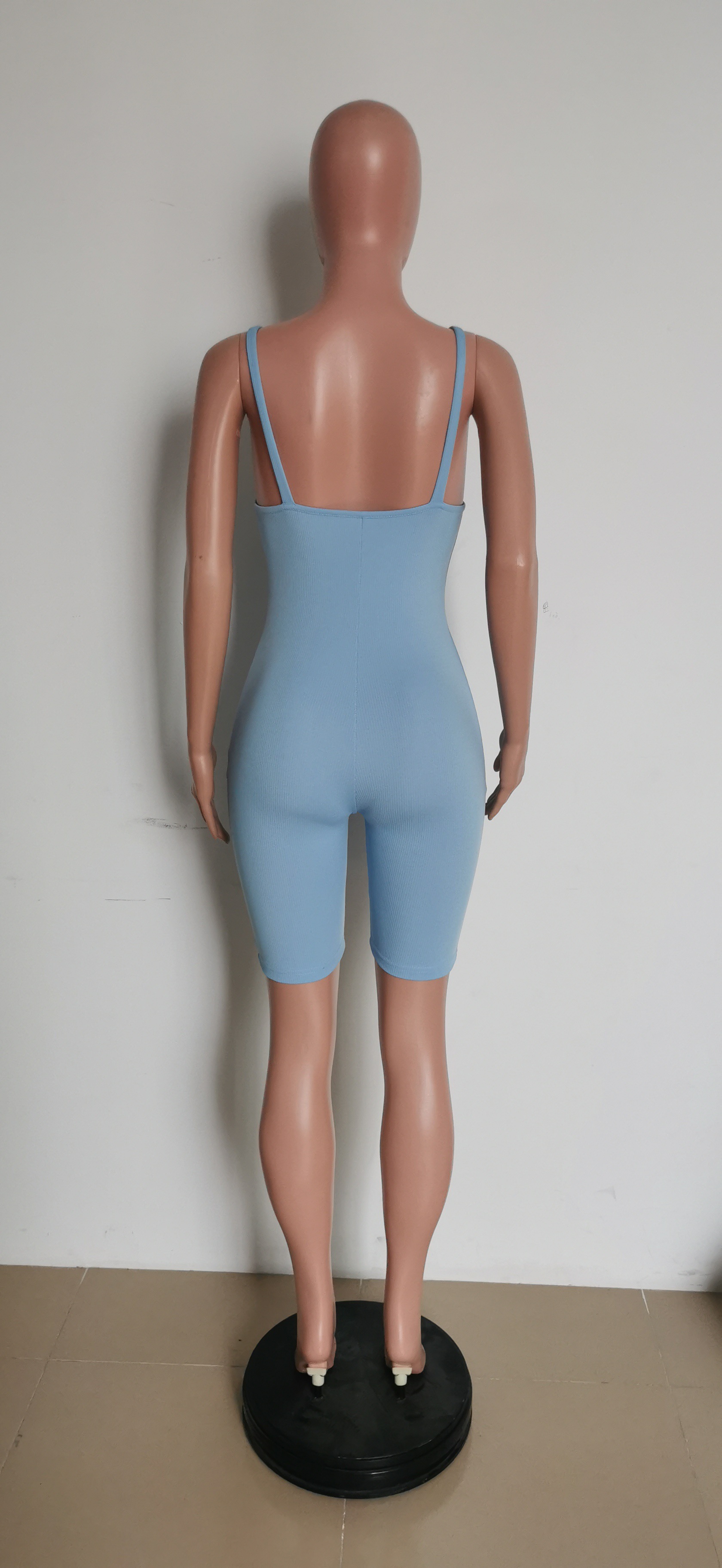 Ribbed High Waist Sleeveless Jumpsuit for Summer Activewear