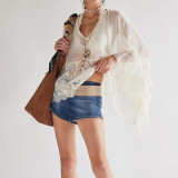 Women Spring Summer Mesh Bat Sleeve Beach Cover-Up