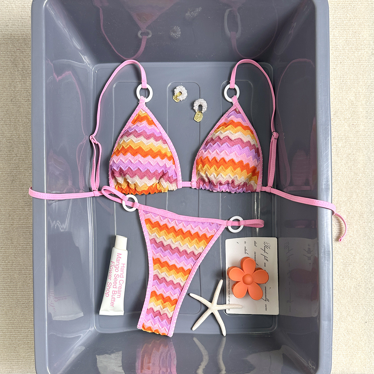 Striped Gradient Two-Piece Bikini for Summer Holidays