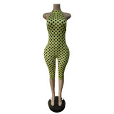 Women Halter Neck Low Back Printed Jumpsuit