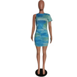 Women Chic Career One Shoulder Slim Waist Mini Dress