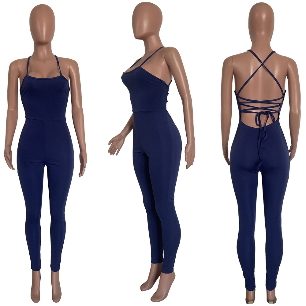 Lace-Up Hollow Out Jumpsuit for Party & Evening Wear