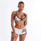 Women Summer Sexy Multi-Color Printed Lace-Up Two Pieces Swimwear
