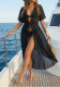 Women See-Through Mesh Lace-Up Beach Cover-Up