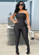 Women Spring Sexy Off-Shoulder Slit Bandeau Jumpsuit