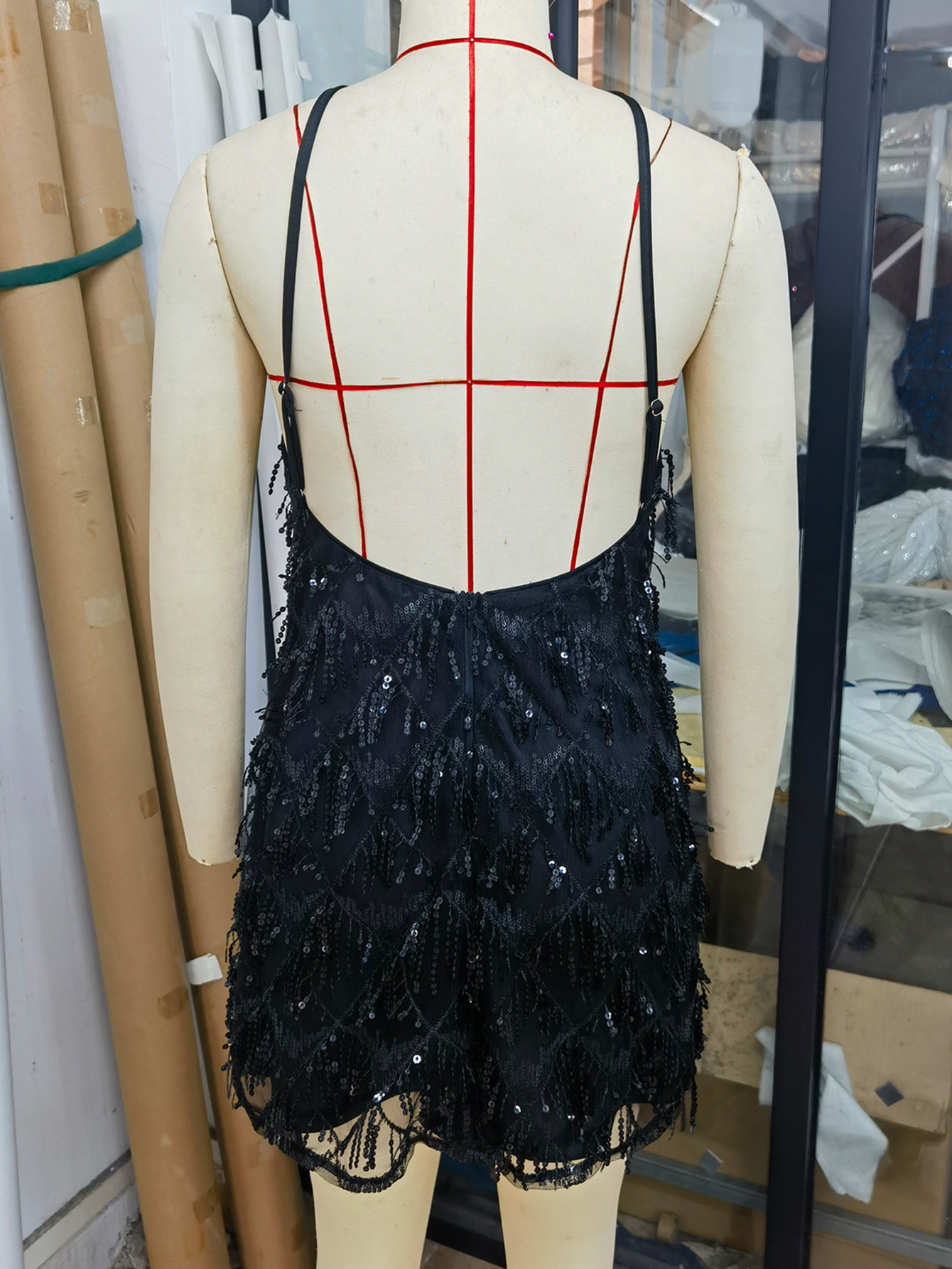 Low Back Sequin Mini Dress for Nightclub Parties