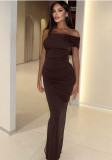 Women Summer Chic Low Back Slit Bodycon Long Dress