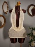Women sexy knitting halter neck sleeveless backless dress