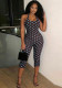 Women Spring Summer Halter Neck Lace-Up Low Back Jumpsuit