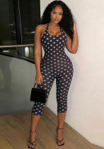 Women Spring Summer Halter Neck Lace-Up Low Back Jumpsuit Women Spring Summer Halter Neck Lace-Up Low Back Jumpsuit