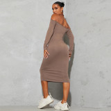 Women Autumn Sexy Off-Shoulder Maxi Dress