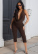 Women Sexy Halter Neck Top and Capri Pants Two-Piece Set (Backless, Ruffled Mesh)