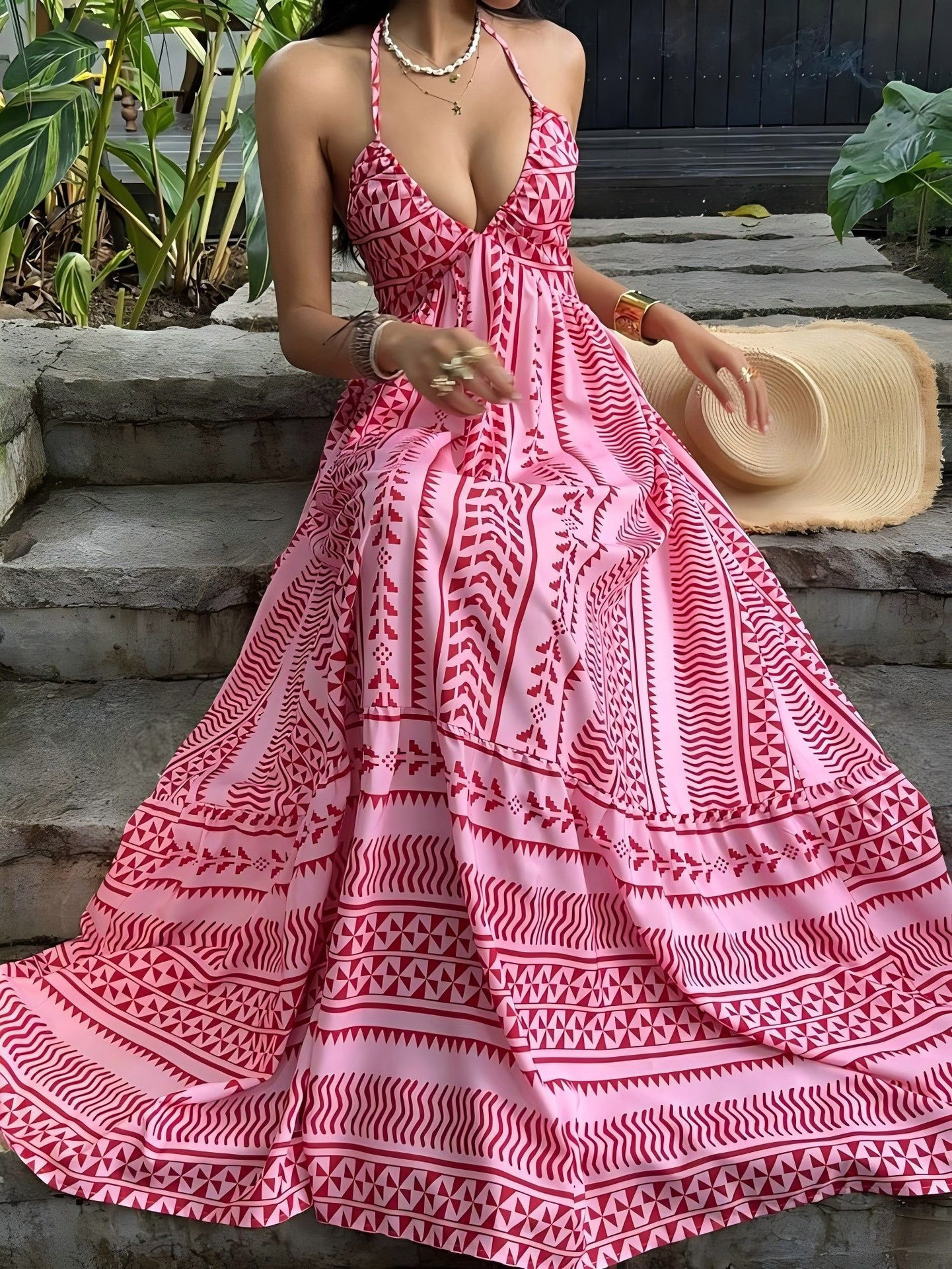 Bohemian Strap Slip Dress for Summer Beach Vacations