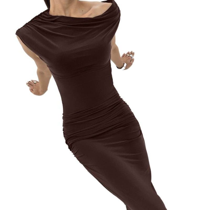 Slim Waist Off-Shoulder Maxi Dress for Summer Events