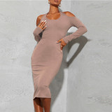 Women Autumn Sexy Off-Shoulder Maxi Dress