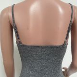 Women Summer Sexy Tight Fit Grey Strap Jumpsuit Clubwear Outfit