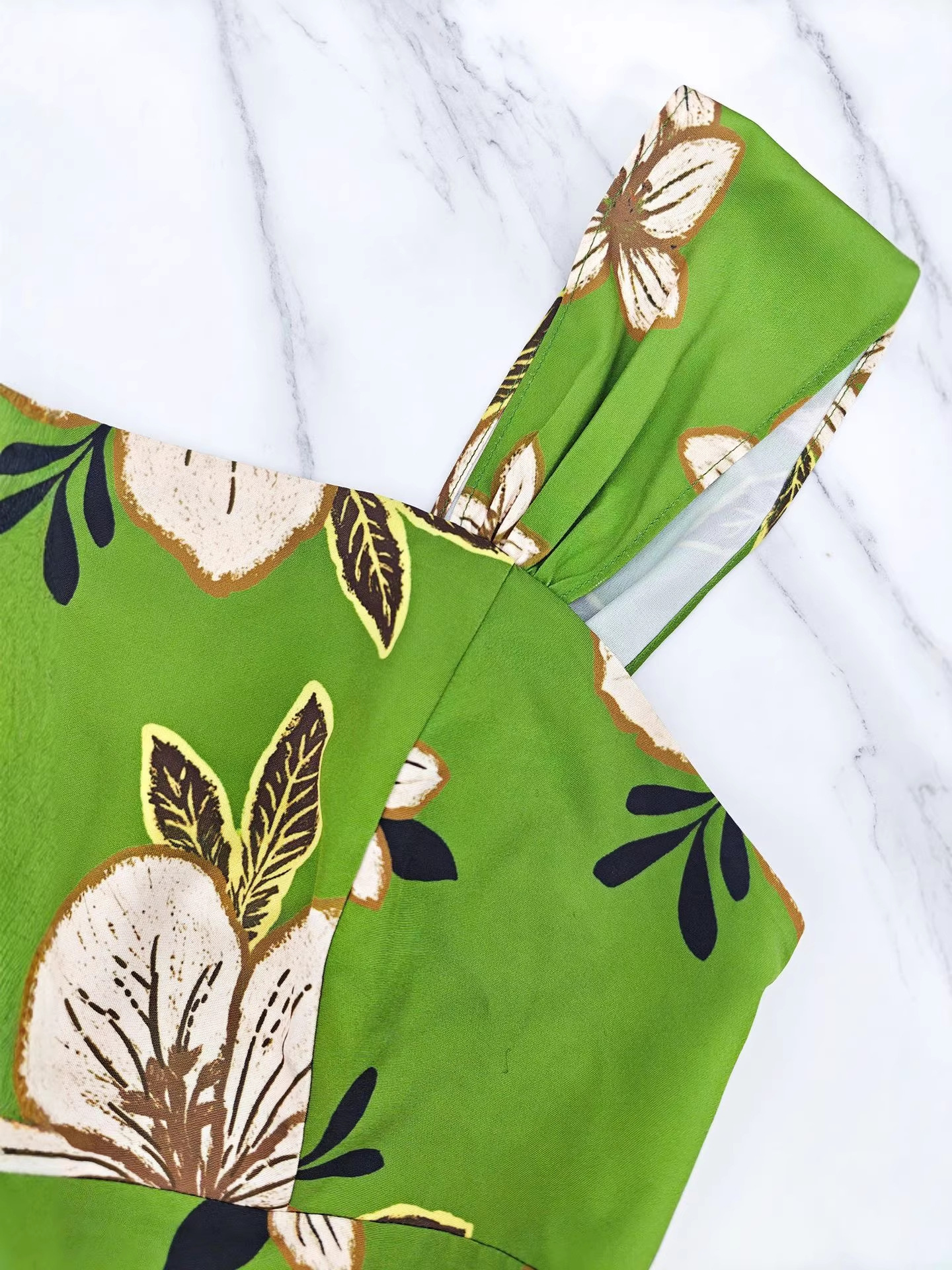 Printed Slim Waist A-Line Dress for Vacation & Beachwear