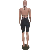 Women Sexy Ripped Two Piece Set Holiday Vacation Club Outfit