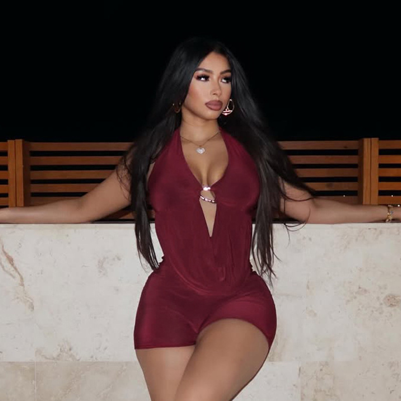 Solid Hooded Halter Neck Jumpsuit for Spring Streetwear