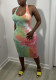 Women Summer Tie Dye Print Sleeveless Dress Beach Vacation Dress