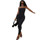 Women Spring Summer Tight Fit Solid Solid Color Jumpsuit Bodycon Clubwear Outfit