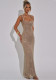 Women Sexy Sequin Mesh Strap Bodycon Dress Club Party Dress