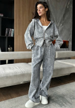 Women Washed Zip Up Hoodie Sweatpants Set Casual Streetwear Tracksuit Women Washed Zip Up Hoodie Sweatpants Set Casual Streetwear Tracksuit